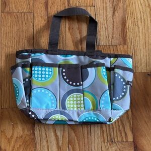 Thirty-One Brown and Blue Circle Tote